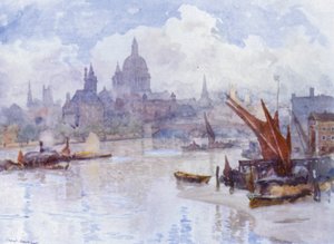 Blackfriars Reach (farve litho) af Herbert Menzies (after) Marshall