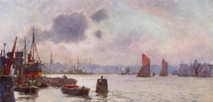 Lavender Wharf (farve litho) af Herbert Menzies (after) Marshall