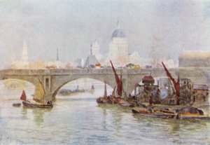 South End of Waterloo Bridge (farve litho)
