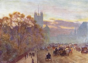 The Approach to Westminster (farve litho) af Herbert Menzies (after) Marshall