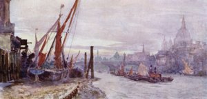 Forstranden ved Southwark (farve litho)