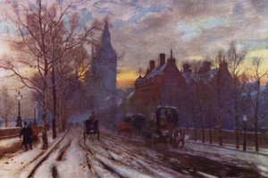 The Westminster Embankment (farve litho)