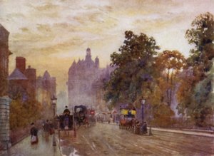 Vestpå fra Hyde Park Corner (farve litho) af Herbert Menzies (after) Marshall