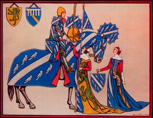 Sir Geoffrey Luttrell, hans kone og svigerdatter, c1340, 1926 af Herbert Norris