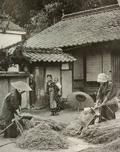 Bondekvinder på vej mod byg, 1910. af Herbert Ponting