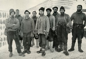 Depôt-læggende og vestlige partier på deres tilbagevenden til Cape Evans, 13. april 1911, 1913. af Herbert Ponting
