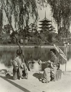 Nara-pagoden, 1910. af Herbert Ponting
