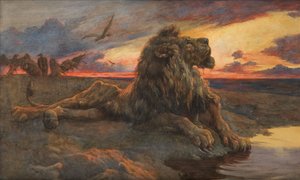 Studie til The Dying Lion (Akvarel)