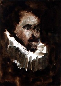 Mand med Ruff (akvarel, blyant på papir) af Hercules Brabazon Brabazon