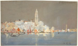 Venetiansk capriccio med en kampanile af Hercules Brabazon Brabazon