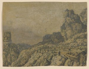 Bjergdal med et plateau, ca. 1625-30. af Hercules Seger