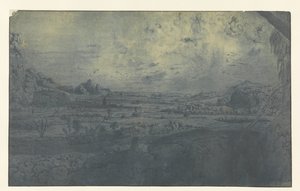 Bjergdal med indhegnede marker af Hercules Segers