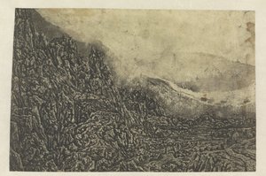 Klippelandskab med en vej og en flod af Hercules Segers