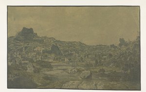 Dal med en flod og en by med fire tårne af Hercules Segers