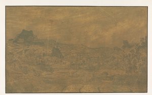 Dal med en flod og en by med fire tårne af Hercules Segers