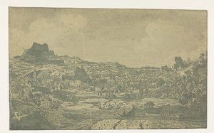 Dal med en flod og en by med fire tårne af Hercules Segers