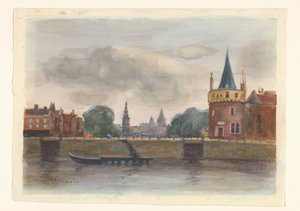 Udsigt over Schreierstoren i Amsterdam af Herman Eduard Knaake (signed by artist)