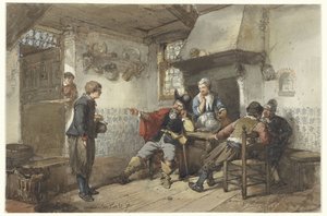 Nogle mænd og en soldat på en kro