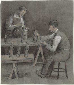 To arbejdere, der laver figurer af Herman Heijenbrock