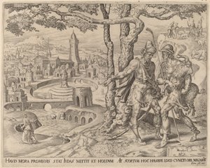 Adullamitten Hirah med barnet af Herman Jansz Muller after Maerten van Heemskerck