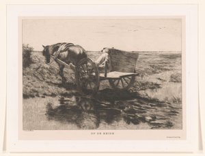Hestevogn på heden På heden (titel på objekt) af Herman Johannes van der Weele