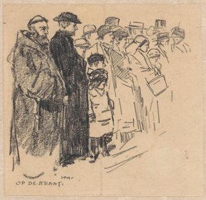 Række af tilskuere (ved en procession?) af Herman Moerkerk