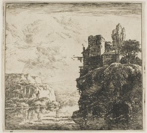 En flod mellem klipper, fra serien Set of Landscapes