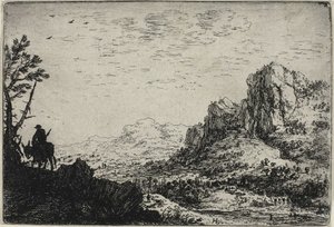 En rejsende på et muldyr, fra Seks landskaber af Herman Saftleven