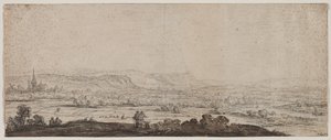 Landskab med landsbyen Schenkenschanz, Gelderland, 1600-tallet.