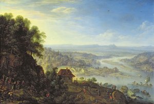 Rheindalen nær Erbach i Rheingau (olie på egetræspanel)
