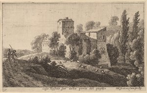 Gård ud over Porta del Popolo af Herman van Swanevelt