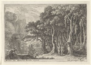 Satyr samler frugt Landskaber med satyrer (serietitel) af Herman van Swanevelt