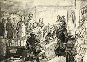 Abraham Lincoln på sit dødsleje, ca. 1865 af Hermann Faber