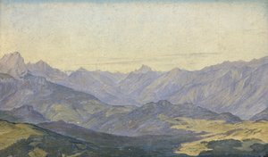 Mountain Valley i Oberbayern, 1829 (olie på papir)