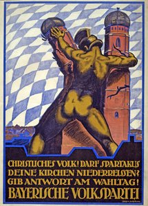 Valgkampagneplakat for det bayerske folkeparti (farve litho) af Hermann Keimel