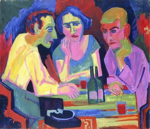 Tre mennesker ved et bord, 1924 af Hermann Scherer