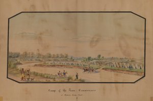 Fredskommissærernes lejr ved Medicine Lodge Creek, 1867.