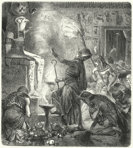 En ung egyptisk farao i et tempel af Hermann Vogel