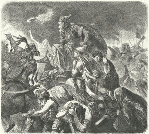 Hunneren Attila efter vestgoternes afgørende angreb i slaget ved Chalons, 451 af Hermann Vogel