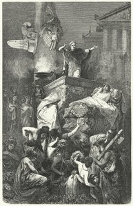 Augustus holder tale ved begravelsen af sin nevø Marcellus, 23 f.Kr af Hermann Vogel