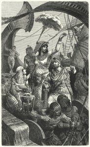 Cleopatra under slaget ved Actium, 31 f.Kr af Hermann Vogel
