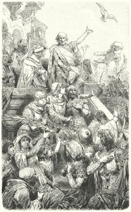 Cola di Rienzo giver Roms befolkning en ny forfatning, 1347 af Hermann Vogel