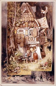 Hans og Grete, fortælling af Grimm - illustration af Hermann Vogel
