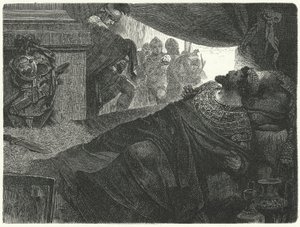 Mithridates VI af Pontus forsøger at begå selvmord ved at tage gift, 63 f.Kr af Hermann Vogel