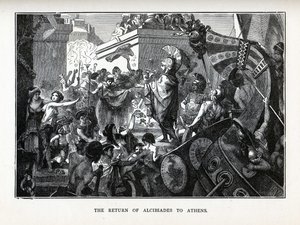 Alcibiades tilbagevenden til Athen, 1882 af Hermann Vogel
