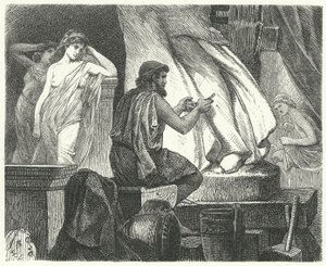 Den athenske billedhugger Praxiteles atelier af Hermann Vogel