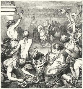 Titus Quinctius Flaminius proklamerer de græske staters frihed, 196 f.Kr. af Hermann Vogel