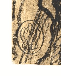 Kristi gravlæggelse (recto); Landskab med en by ved en flod (verso)