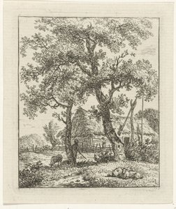 Gård og fårehyrde af Hermanus Fock