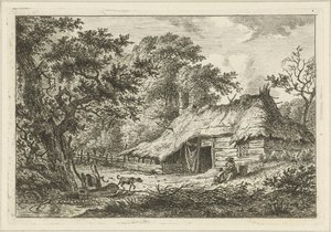 Gård med kone, barn og hund